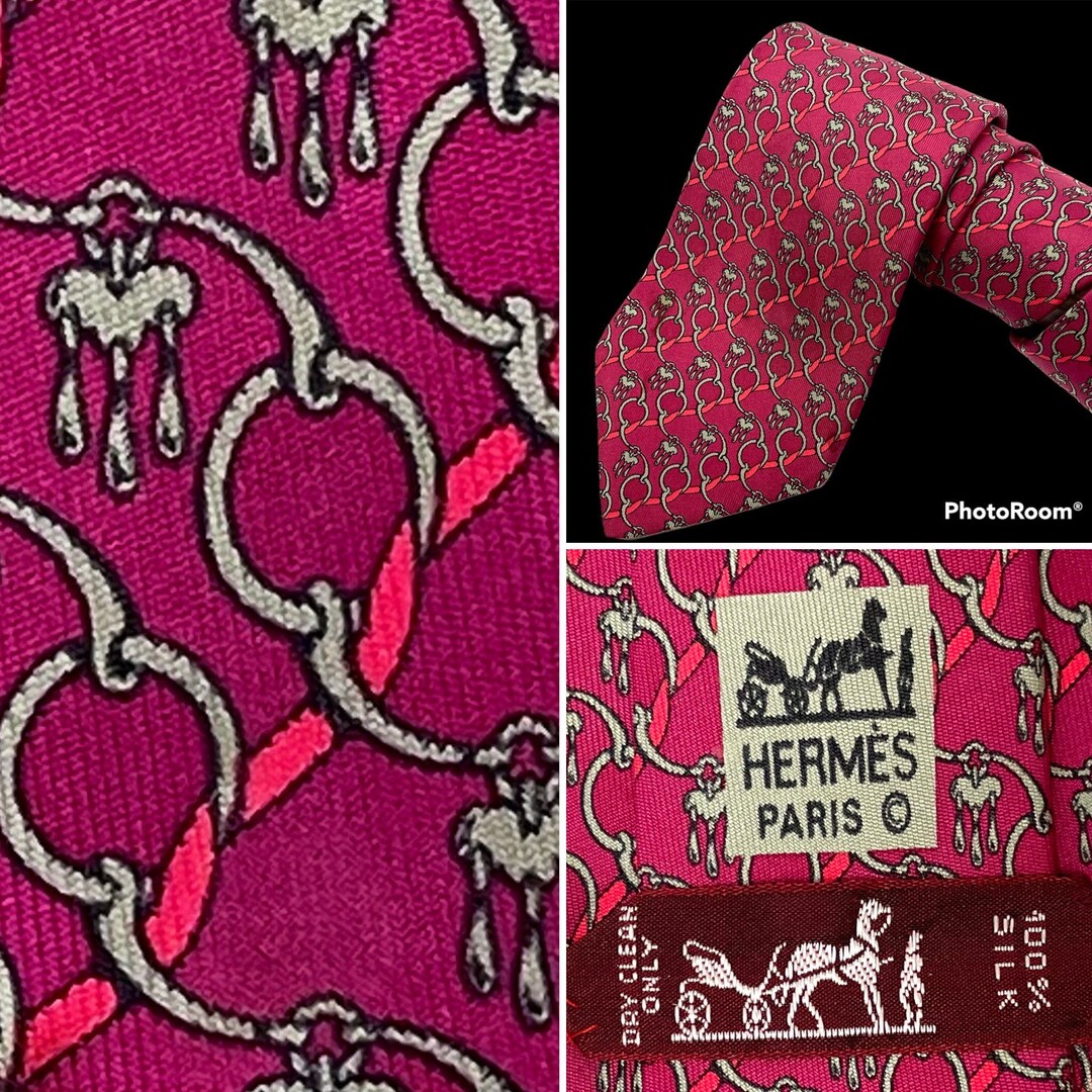 【HERMES】vintage pierce Vintage HERMES Paris 7310 EA Magenta Hot Pink Chain Link