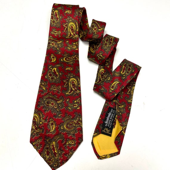 Vintage 40's Joseph Horne Men RED Repp Silk Crava… - image 8