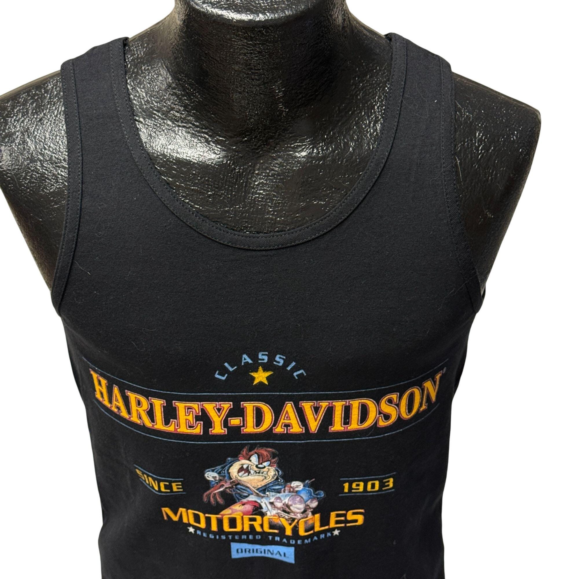 Nos Vintage 90's HARLEY DAVIDSON Looney Tunes Tank Top TASMANIAN