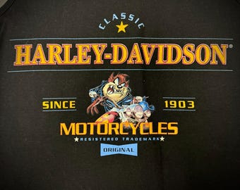 Nos Vintage 90's HARLEY DAVIDSON Looney Tunes Tank Top TASMANIAN