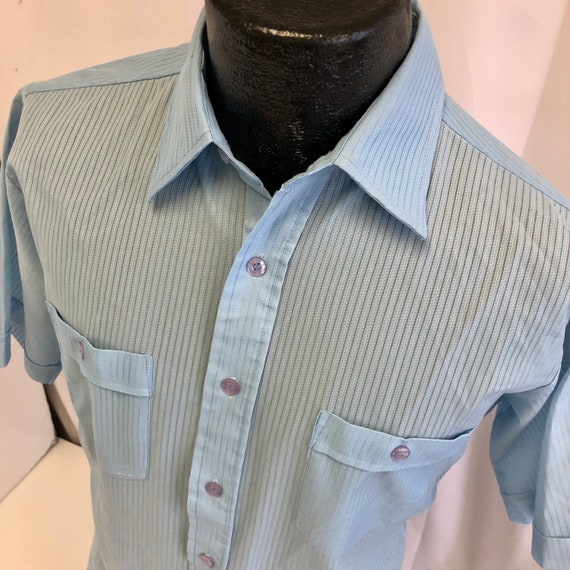 Vintage 60’s Kingsport Men Sky Blue TEXTURED Shee… - image 3