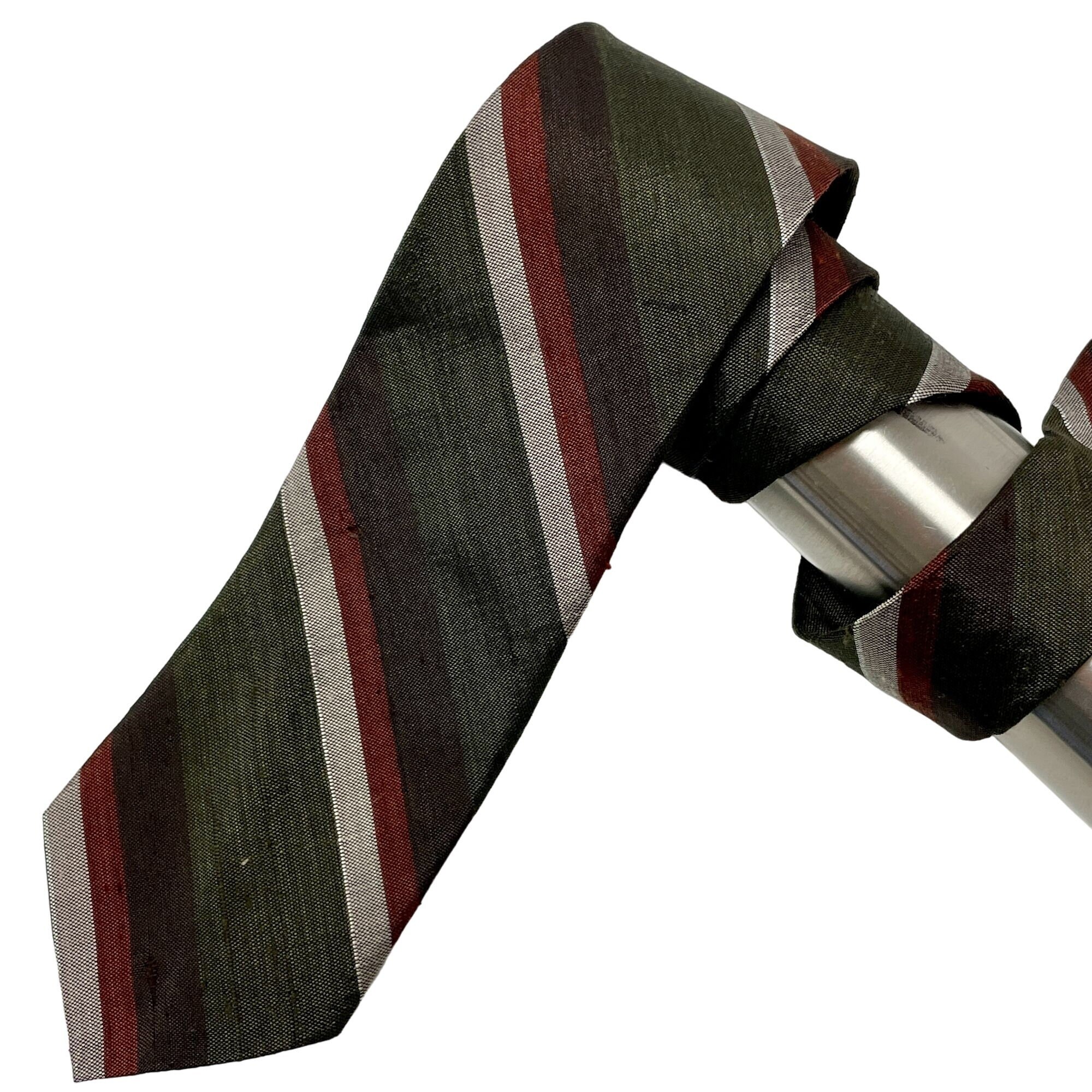小物 50's style rockabilly striped tie NOS New Vtg 50's Green Silver Stripe Silk Neck Tie SKINNY