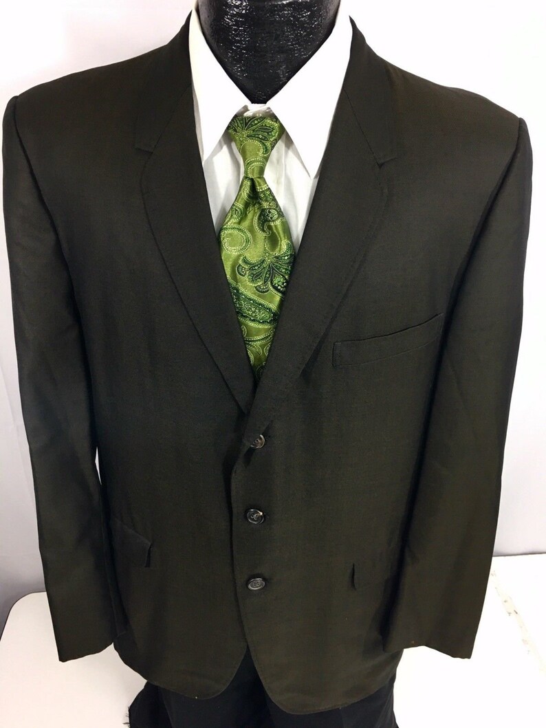 Vintage 50/'s Hart Schaffner Marx Men/'s BESPOKE Sport Coat Rockabilly Black Gold Hipster Jacket SHARKSKIN Blazer 42 R
