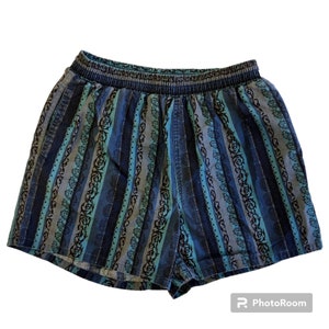 Vtg 90's Speedo Men's Blue SHINY Nylon Swim Trunks SURFER