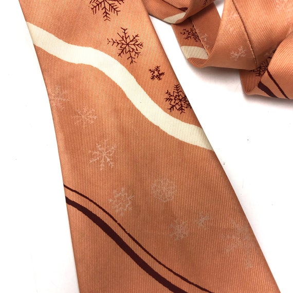 Vintage 30-40's Pink ATOMIC SNOWFLAKE Silk Neckti… - image 5