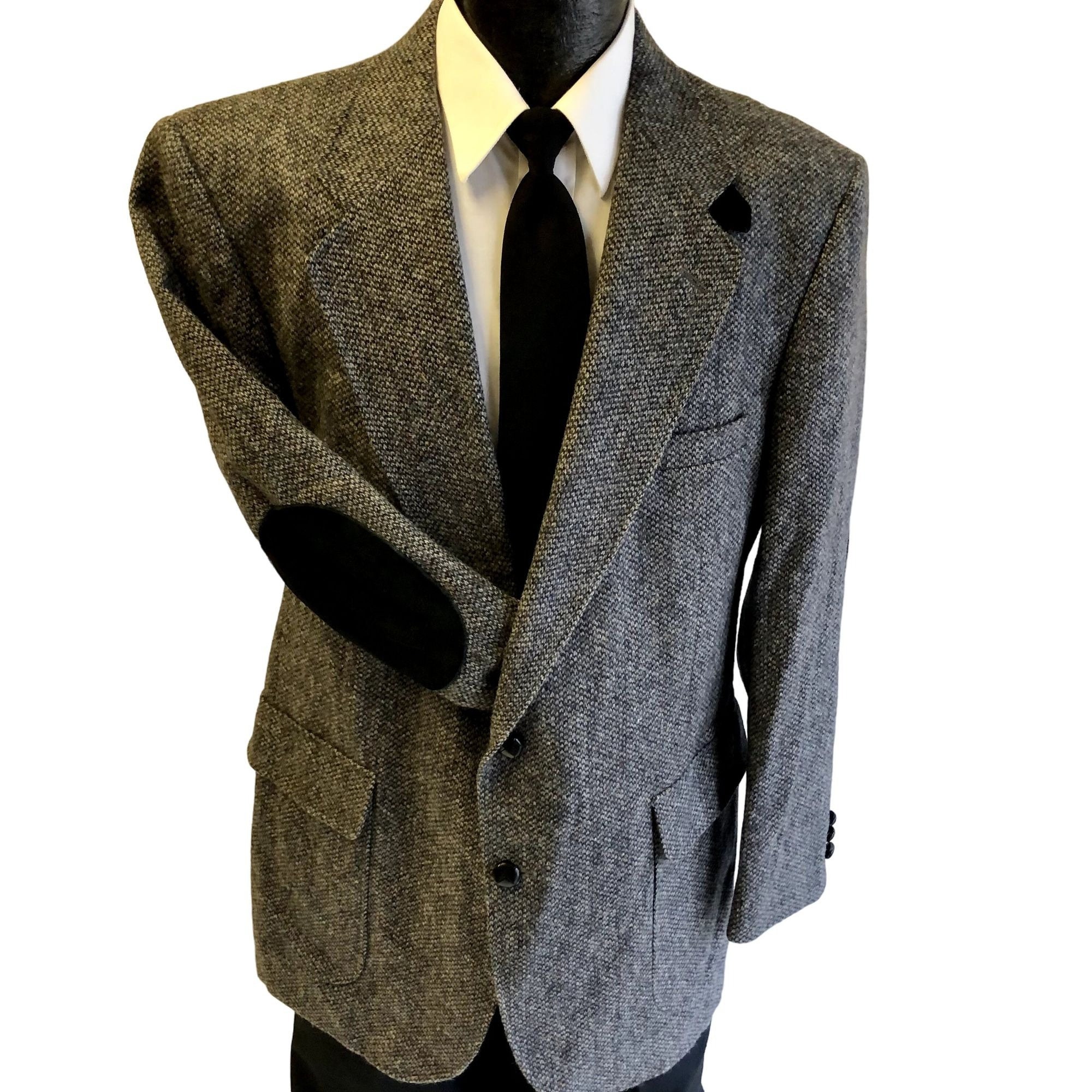 thumbnail image 2 of Men's Vintage Herringbone Tweed Blazer - Two Button Sport Coat With Elbow Patches 2 of 14