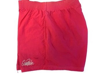 Short De Bain Vintage Ocean Pacific (OP) Années 90 - Taille L (34) Rose Néon - Nylon, Style Surf - Très Bon état
