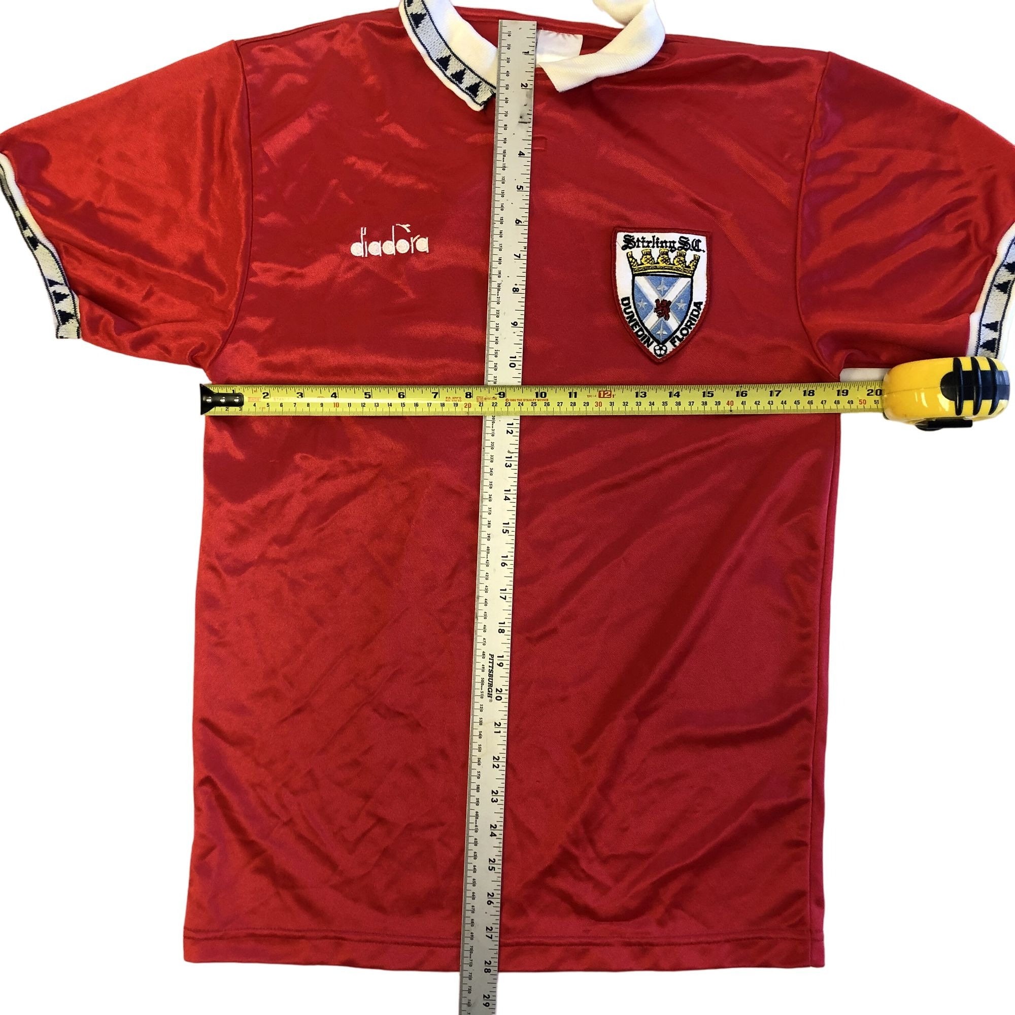 Dunedin Rda Red Vintage 80 90's Diadora Men SHINY Red SOCCER Jersey #16 STIRLING ...
