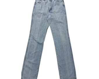 Vintage 80's Wrangler USA Made COWBOY CUT White Wash Jeans Ranch Worn Denim Pants 32