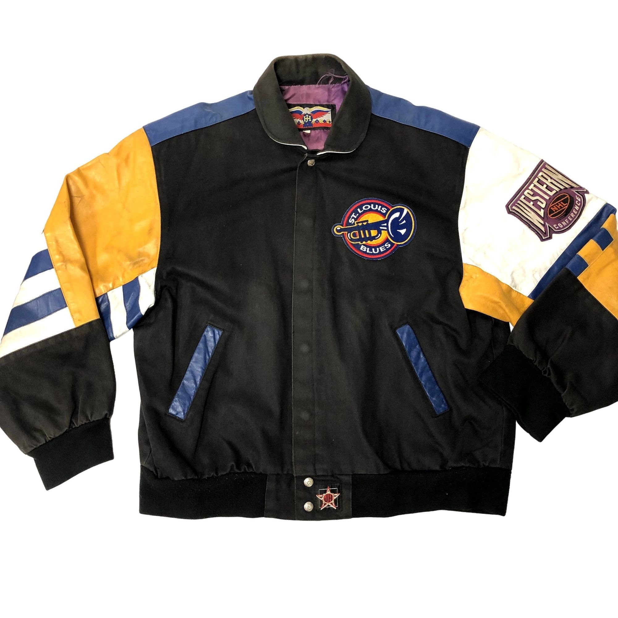 St. Louis Blues Youth Varsity Blue Satin Jacket