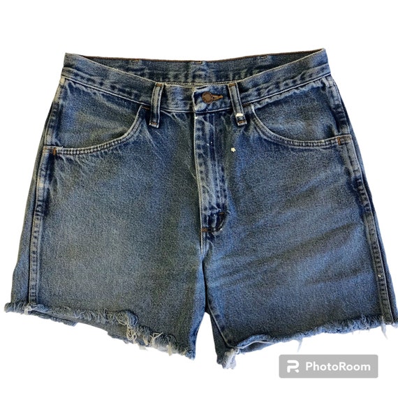 Vintage 80 s Wrangler Rustler Men s BLUE JEAN Cut Offs DISTRESSED Denim Shorts 30 Etsy UK