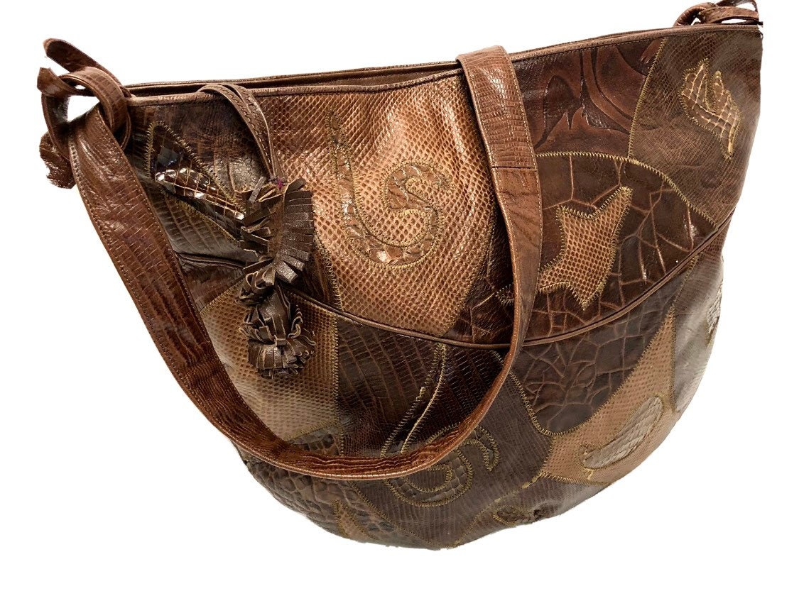 La Regale Floral Detail Snakeskin Embossed Bag