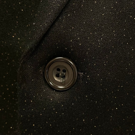 Vtg Falcone BLACK 4 Button Peak Lapel Shiny GOLD … - image 7