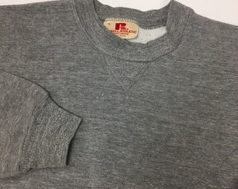 Vintage 60-70's Russell Athletic Men Gray Single V TRI-Blend Crewneck Sweatshirt M/L