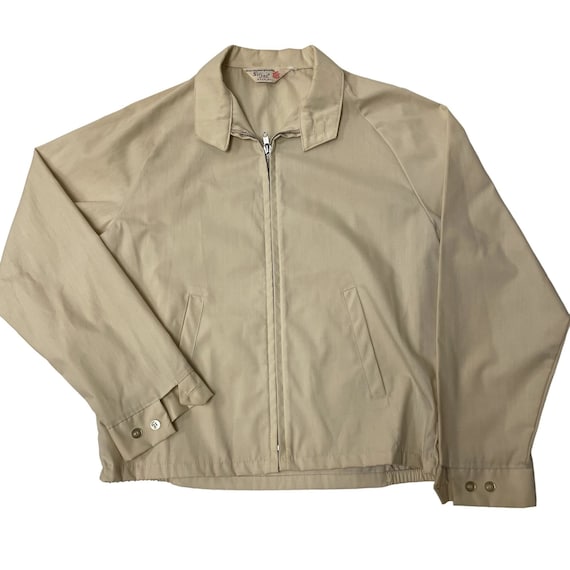 Vintage 70 80's Sir Jac Men Cream White Windbreaker Bomber Golf