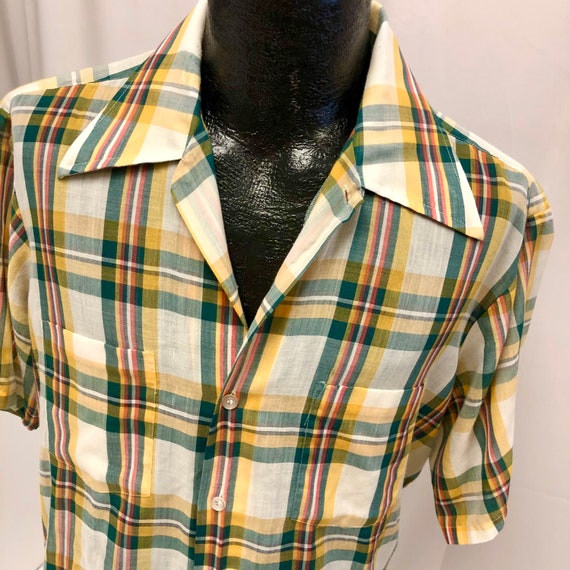 Vintage 50 60's JcPenney Men Yellow Green SHADOW … - image 4