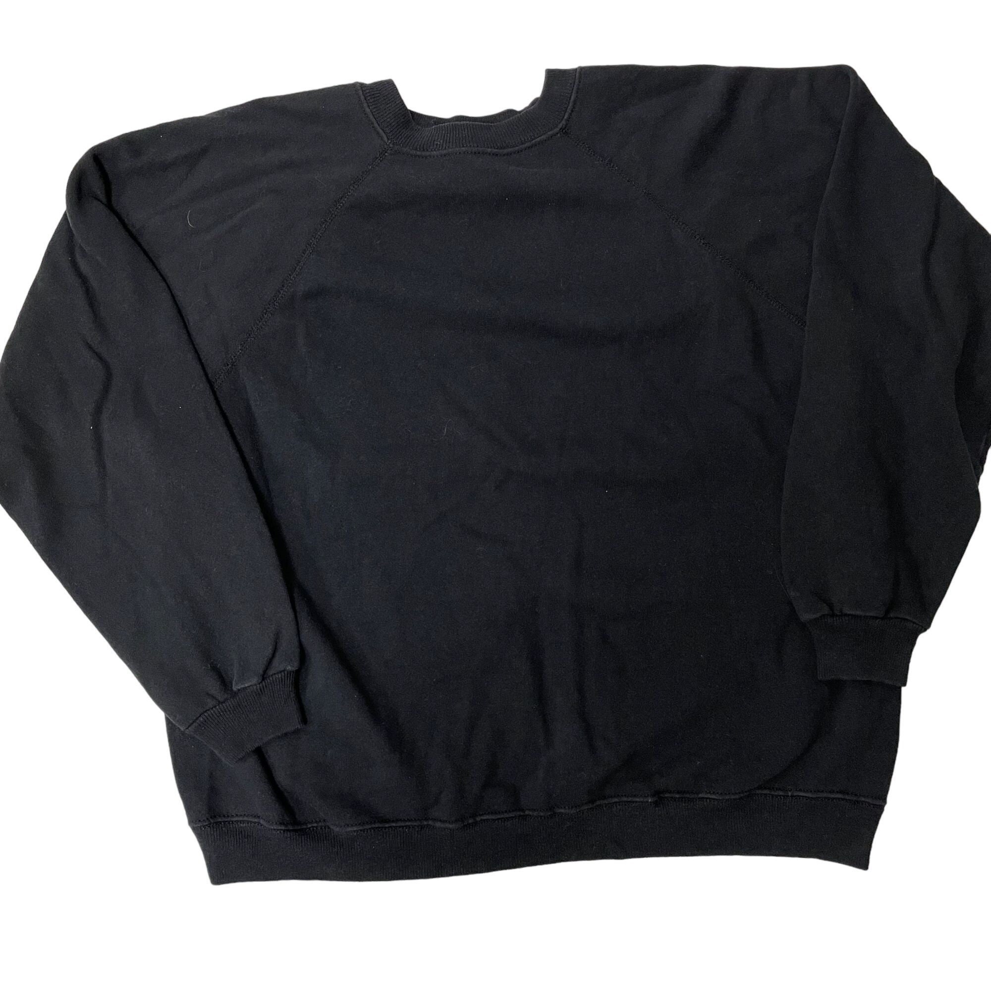 Vintage 70 80's Hanes Men Black Athletic Workout Gym RAGLAN 50/50