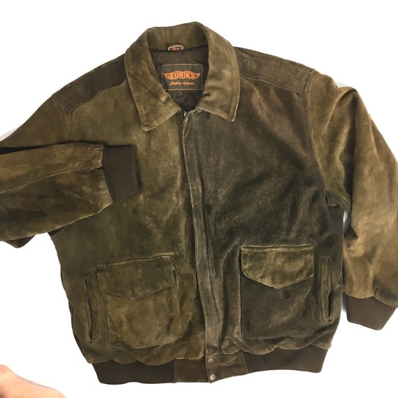 Vintage 80's UNIK Men's DISTRESSED Brown HEAVY Suede Leather Vintage 80's UNIK Men's DISTRESSED Brown HEAVY Suede Leather