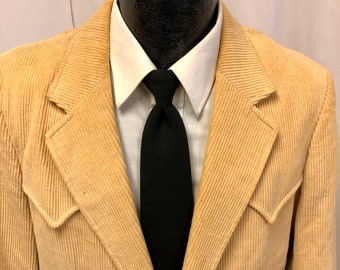 Vtg 70’s Brad Whitney Men's Tan Sport Coat COWBOY WESTERN Jacket Rockabilly CORDUROY Blazer 42