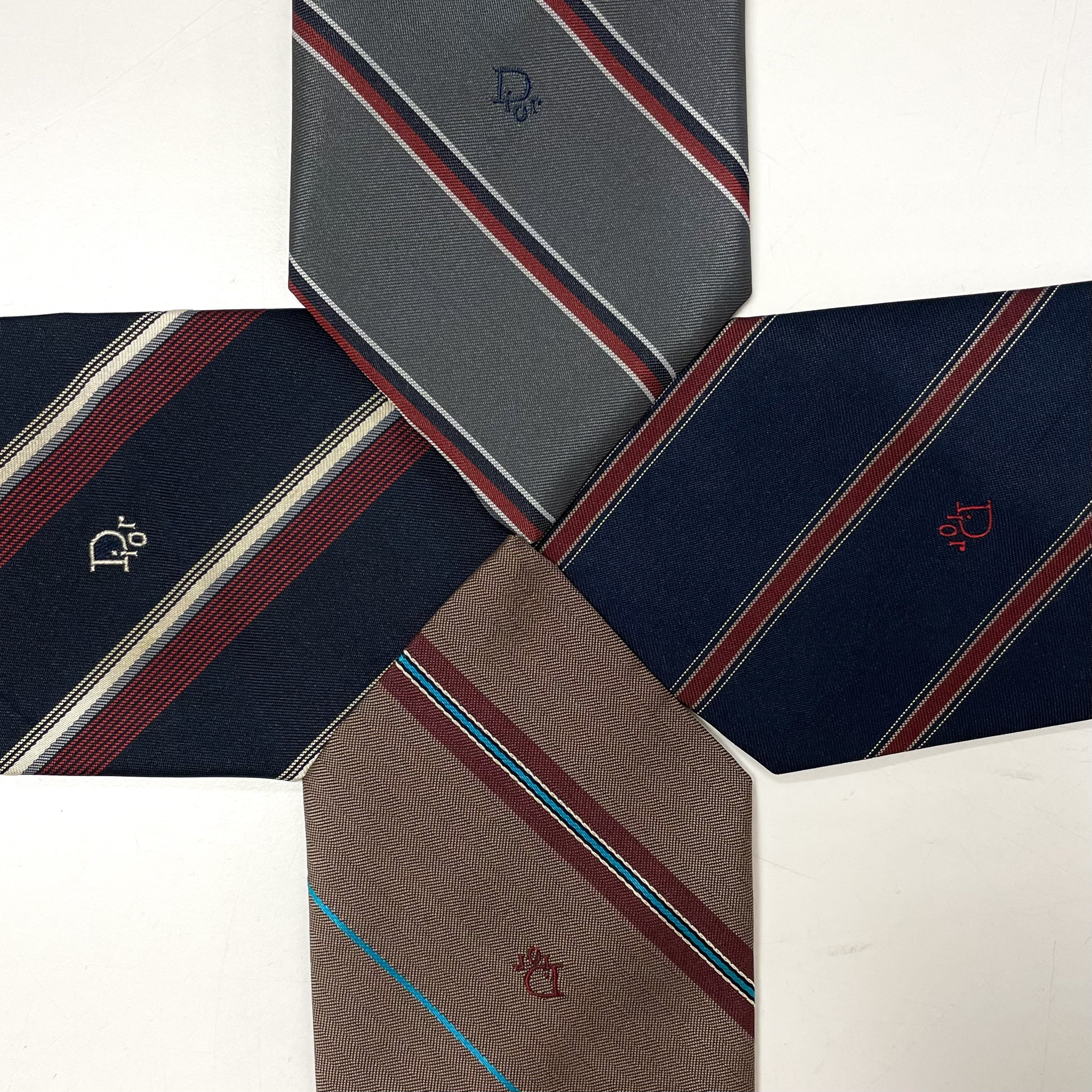 Vintage 4 Pc LOT 60 80's Christian Dior Paris Men Narrow Mod