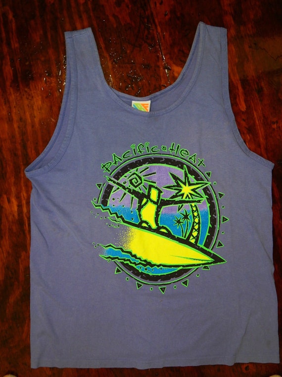 Vtg Vintage 80-90's SURF Gear Men NEON Surfer Ska… - image 1