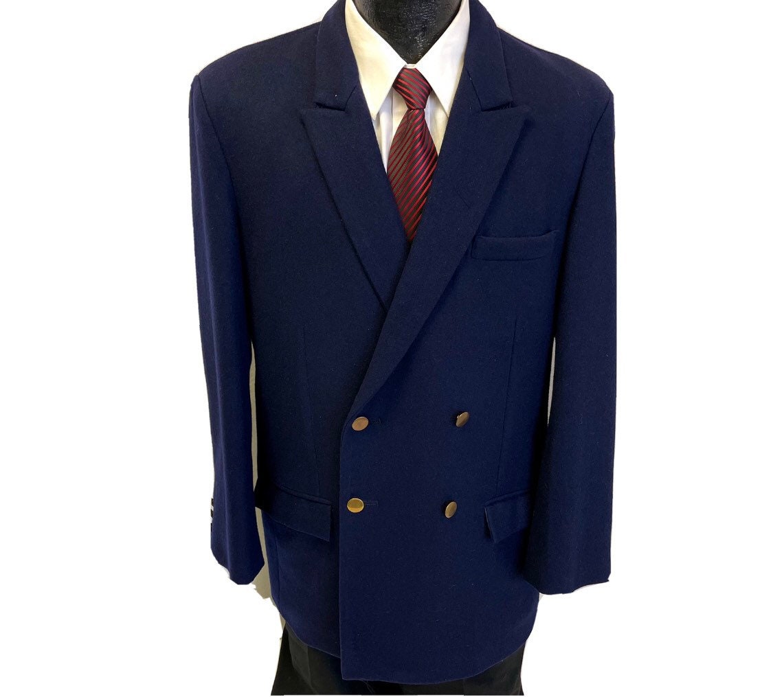 適当な価格 Men's Made Custom BESPOKE Vintage Navy Coat Sport DB Blue ジャケット・アウター