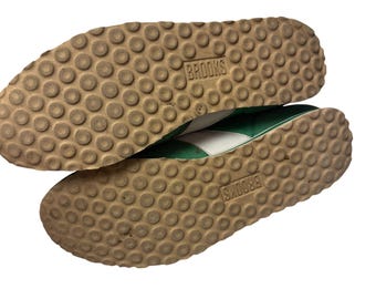 Vintage 80's Brooks Men's Bright GREEN SUEDE Running Sneakers - Main Image