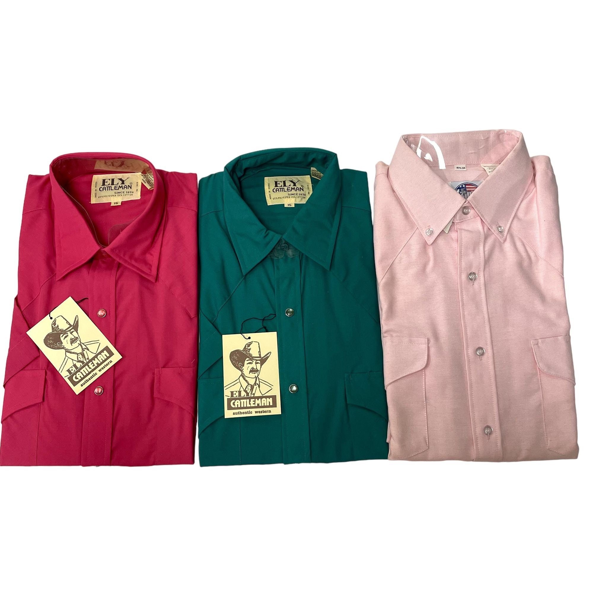 【希少】「ELY CATTLEMAN」ウェスタンシャツ 緑 グリーン ELY CATTLEMAN 半袖ウエスタンシャツ Mサイズ メンズ グリーン系