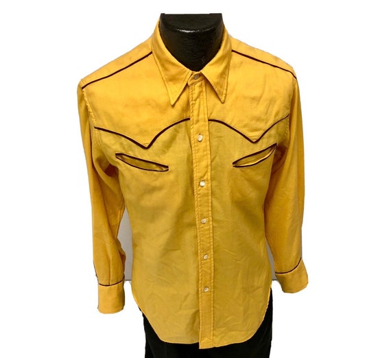 Vtg 40 50’s Elwin Handmade Men’s Gold Yellow GABA… - image 8