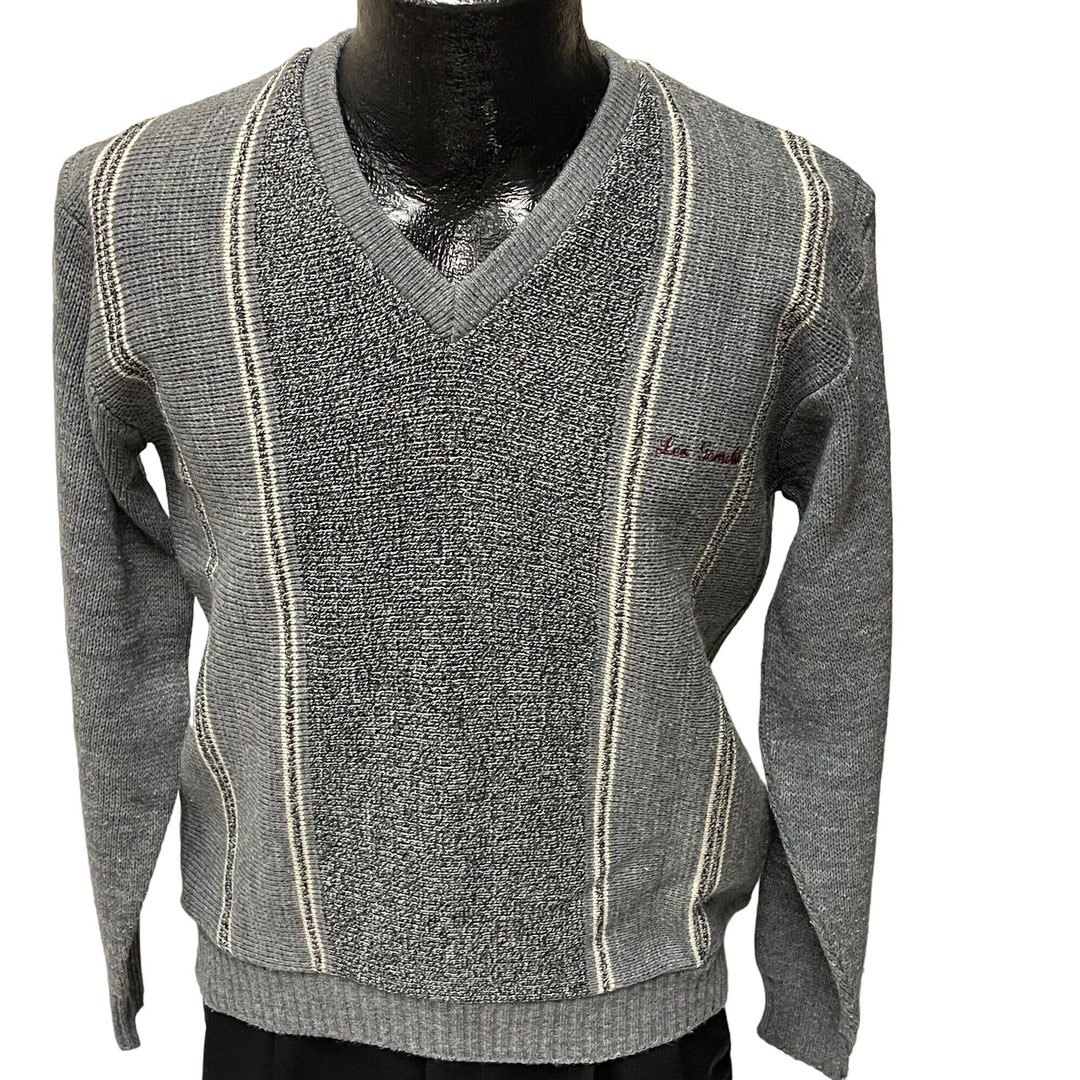 vintage-50-60-s-leo-gemelli-gray-panel-logo-v-neck-rockabilly-knit