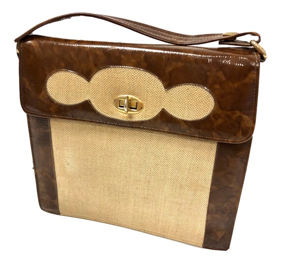 Vintage 60’s Naturalizer Hand Bag MOD 2 Tone Canv… - image 1