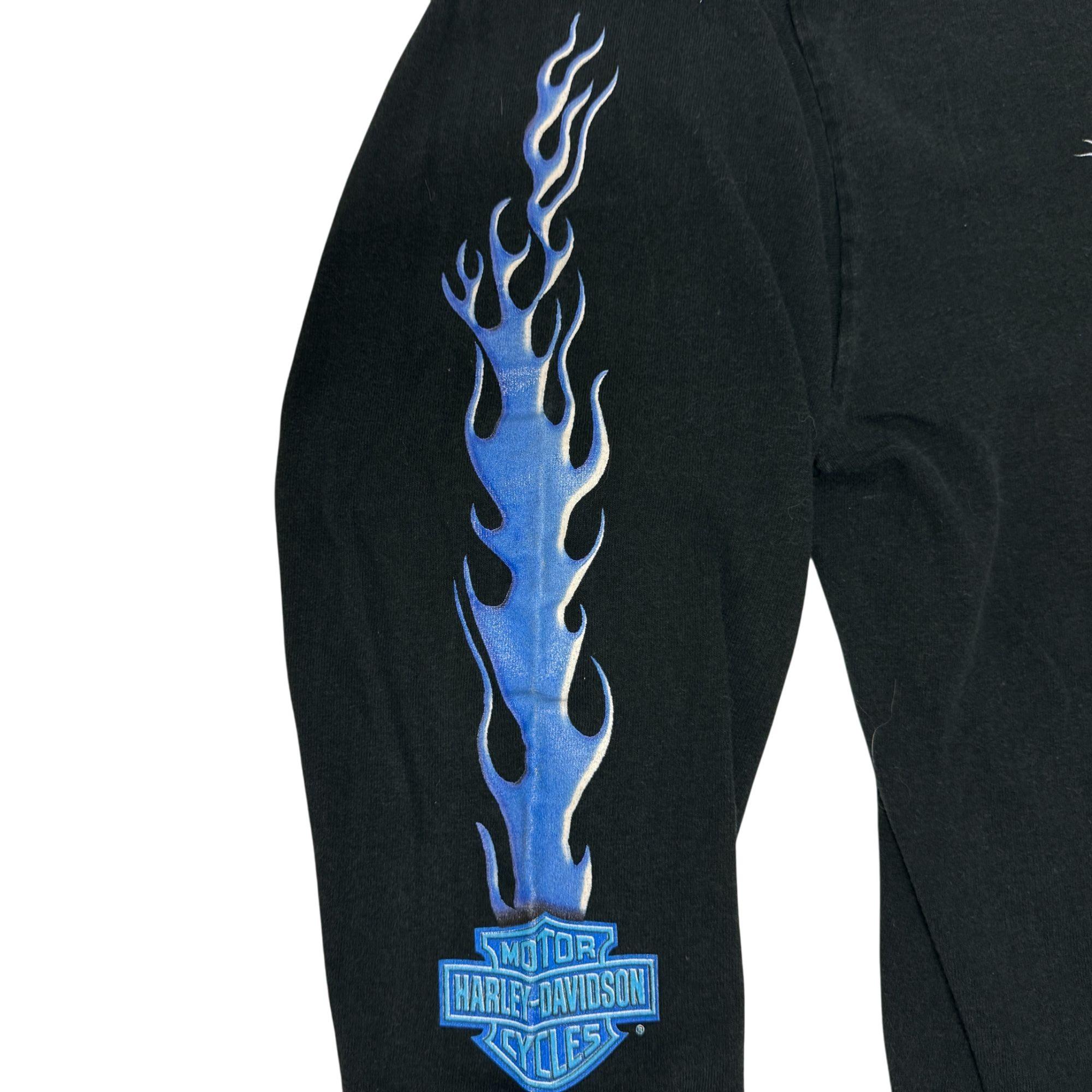 Vintage Y2K Harley Davidson Blue FLAME Logo Motorcycle LIGHTHOUSE