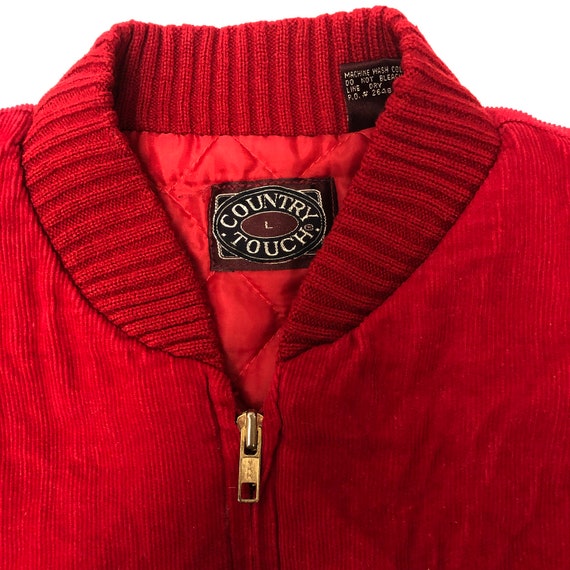 Vintage 70 80's Country Touch Red Corduroy Knit Q… - image 2