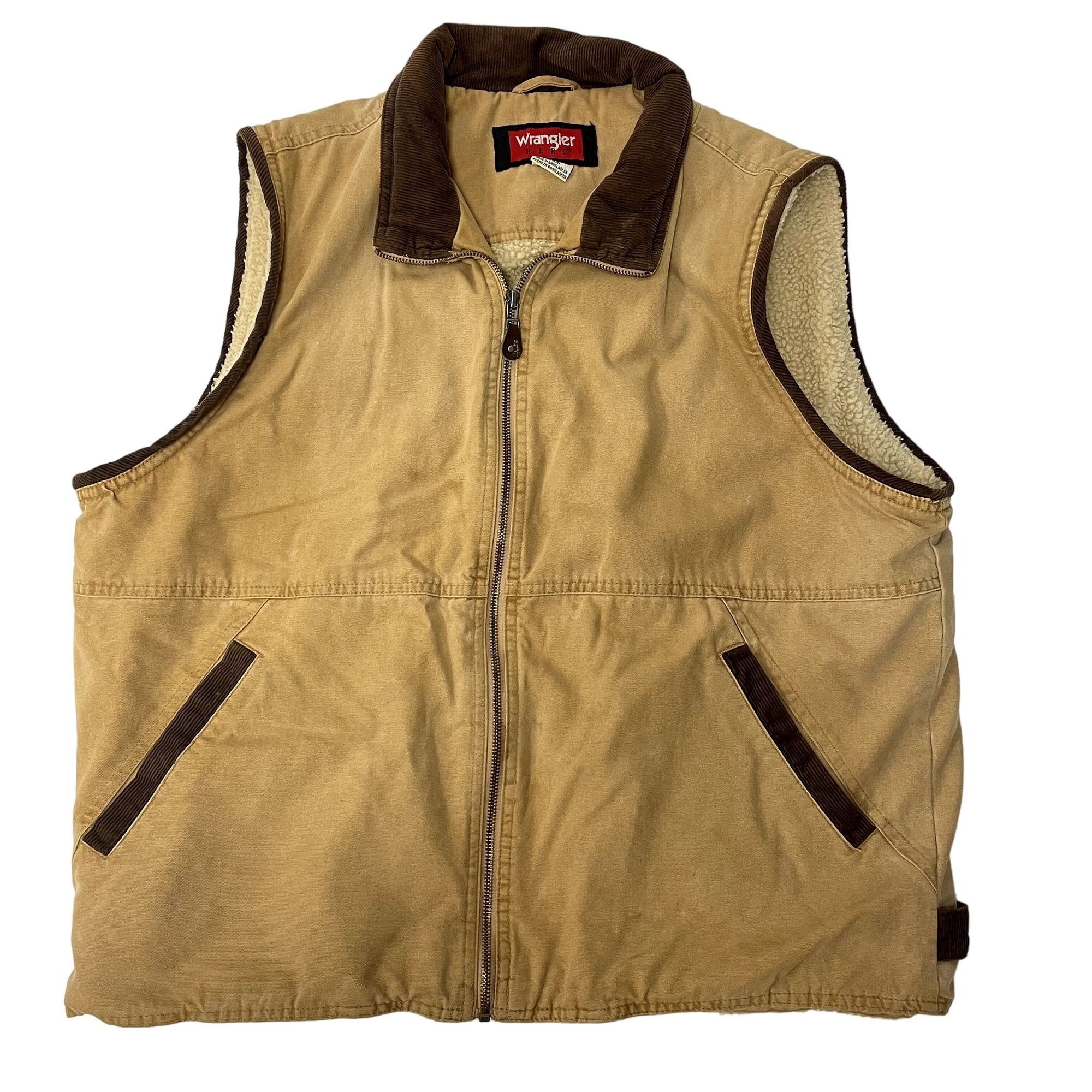 Vintage 90's Wrangler Hero HUNTING Fleece Lined WAISTCOAT Winter