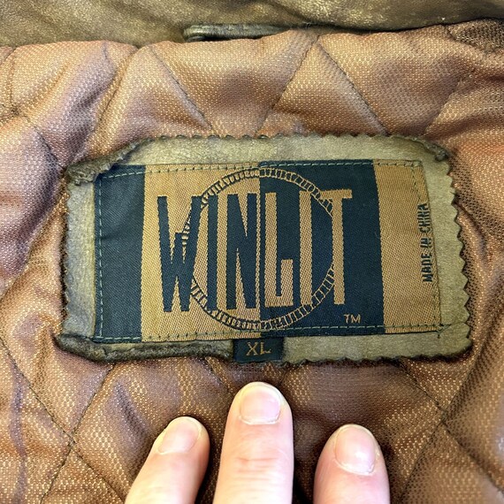 Vintage 80's Winlit Men Brown Soft Leather BOMBER… - image 4