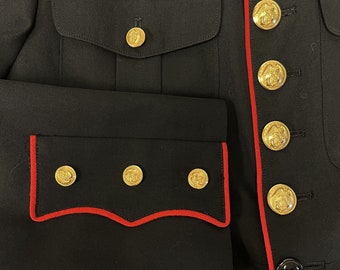 Vintage 80's USMC Military Dress Blues Sport Coat Black Wool Vintage 80's USMC Military Dress Blues Sport Coat Black Wool