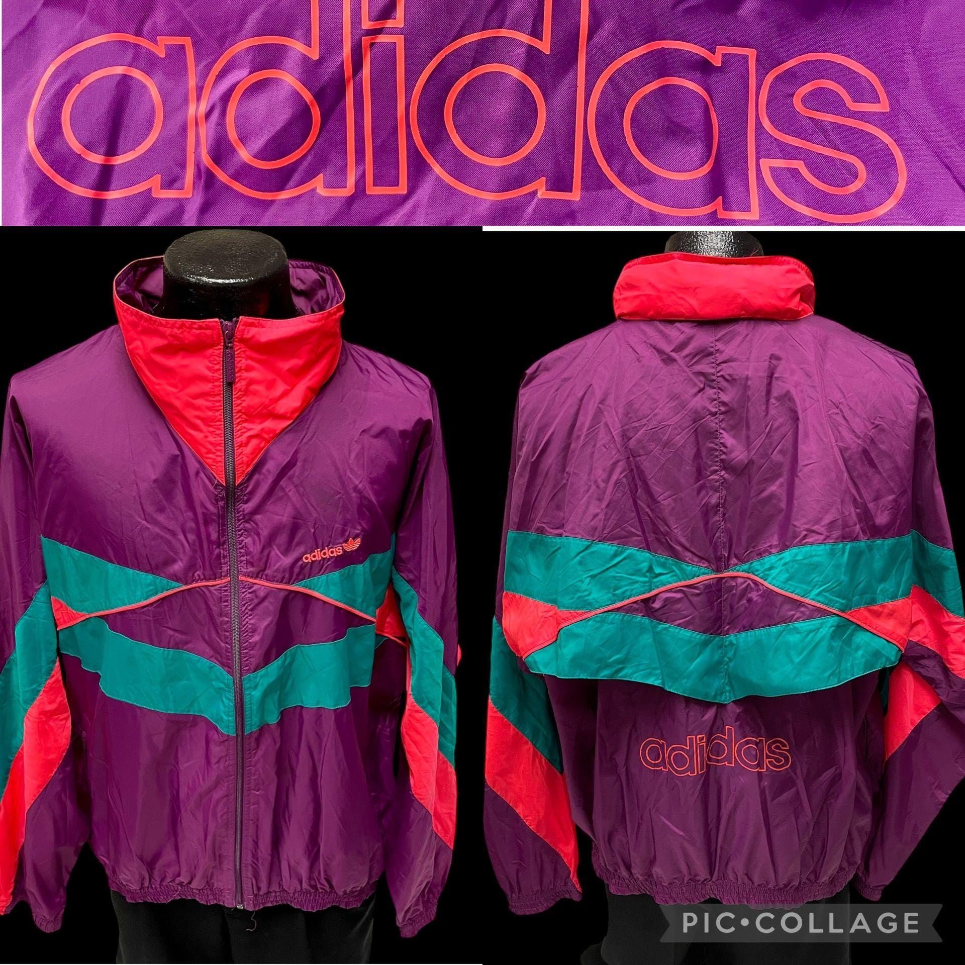 Vintage 80 90's Adidas Purple Colorblock SPELLOUT Track