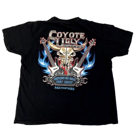 USA製 90's CLUB COYOTE 厚塗り vintage ゲームシャツ Vintage 90's Black Neon COYOTE UGLY Saloon Don't Just Get Drunk T