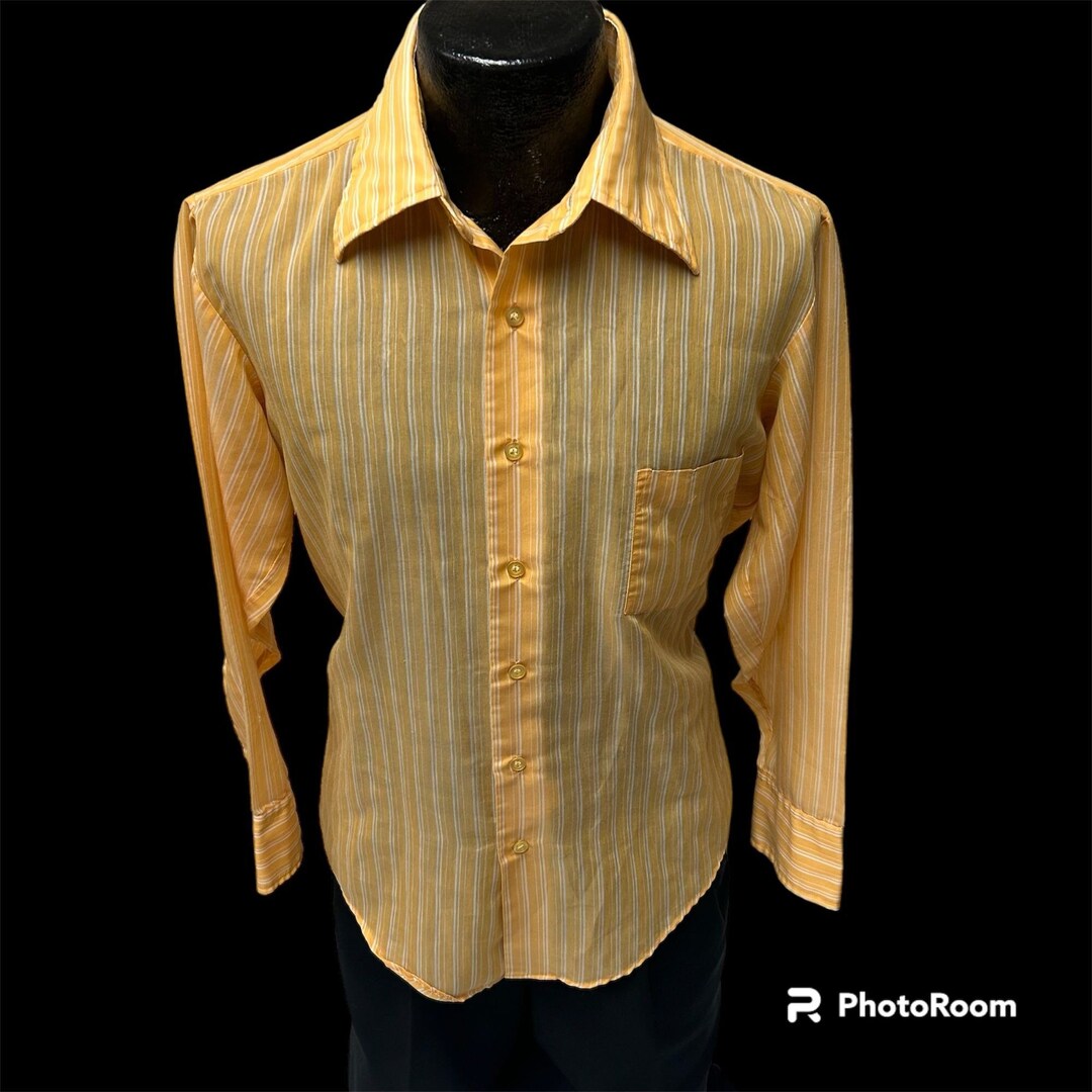 1970s Point Shirt - Italian Peach Stripe