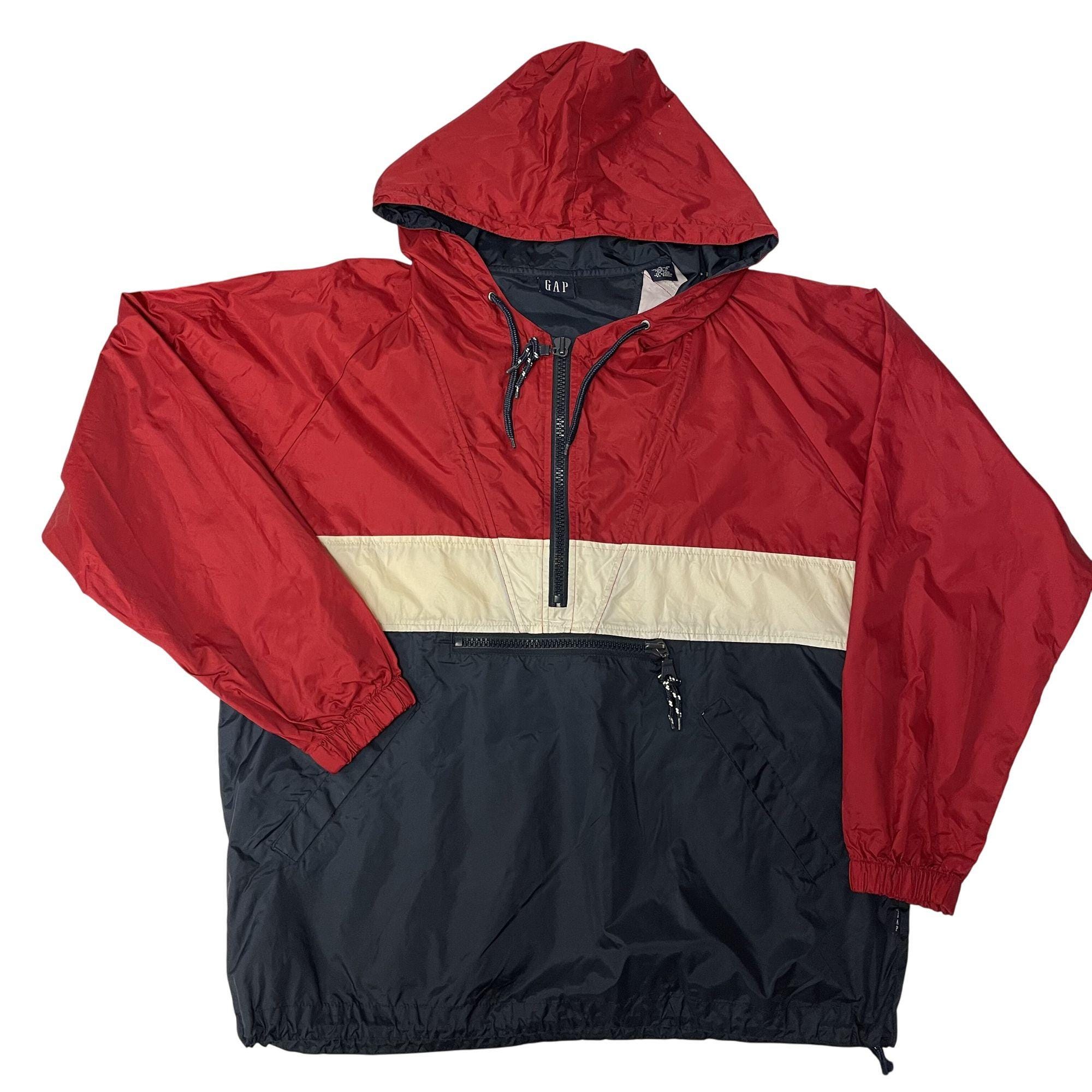 Vintage 90's GAP Men's Red Blue White Windbreaker COLORBLOCK