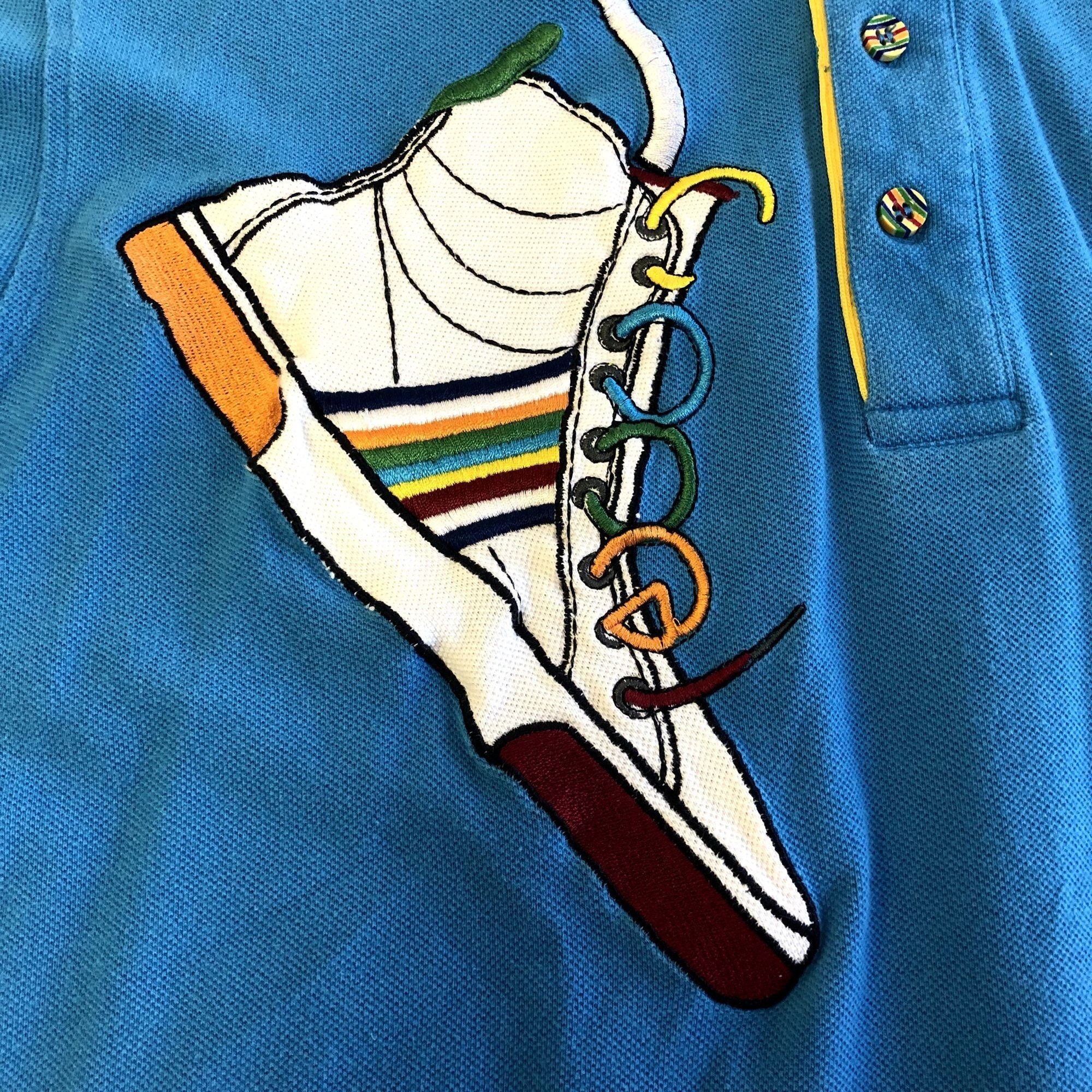 Vintage Y2K COOGI AQUA Blue RAINBOW Stripe Streetwear Sneakers