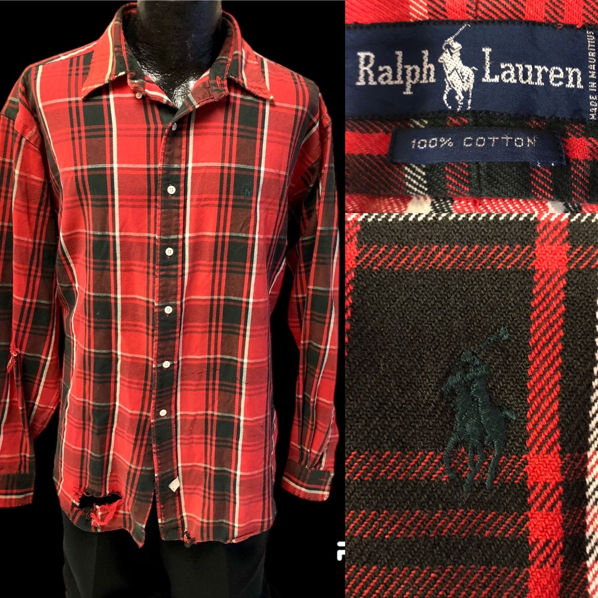 Vintage Ralph Lauren Buffalo Plaid Shirt Flannel Shirt Plaid 