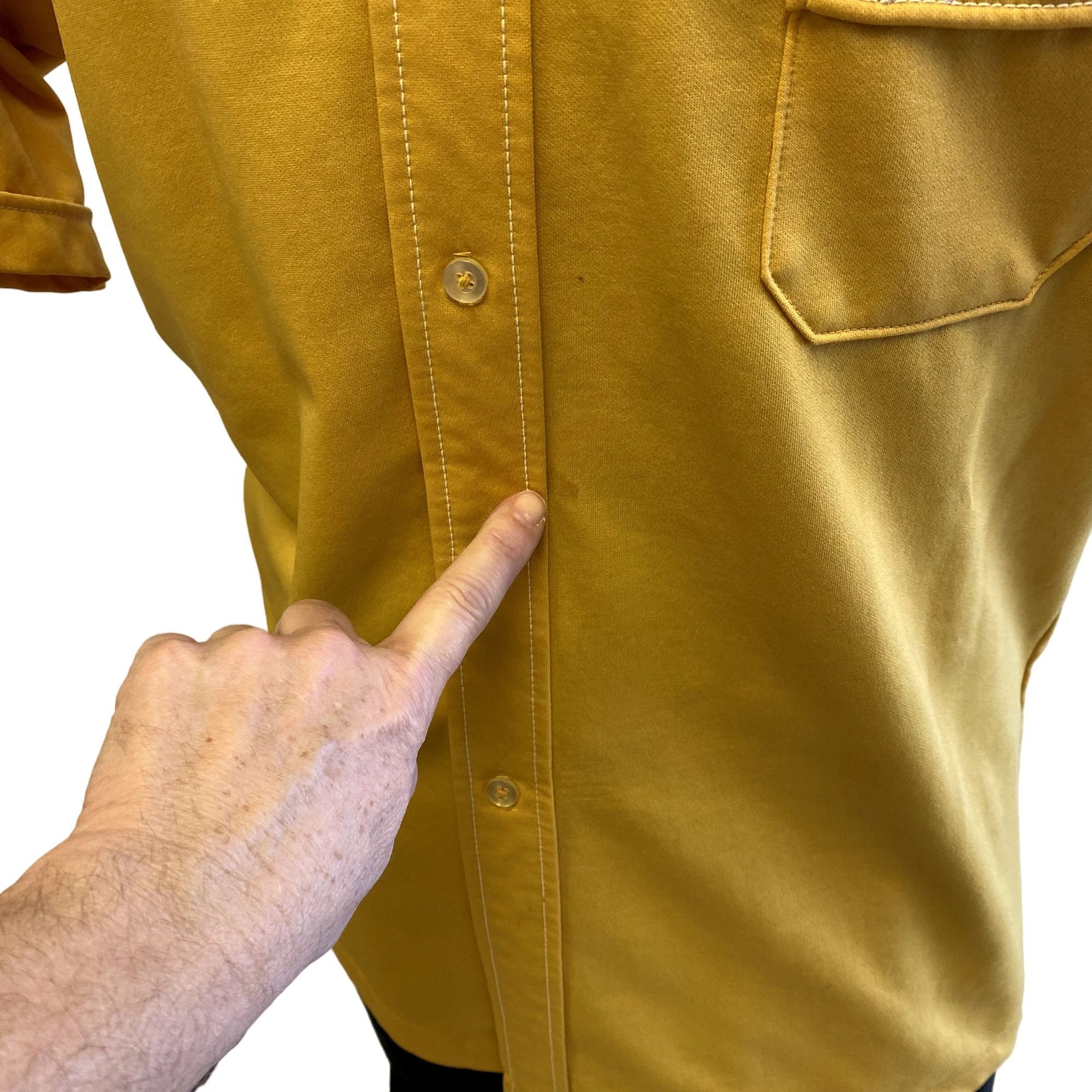 Vintage 70's Munsingwear Men Gold Mustard Disco Button up