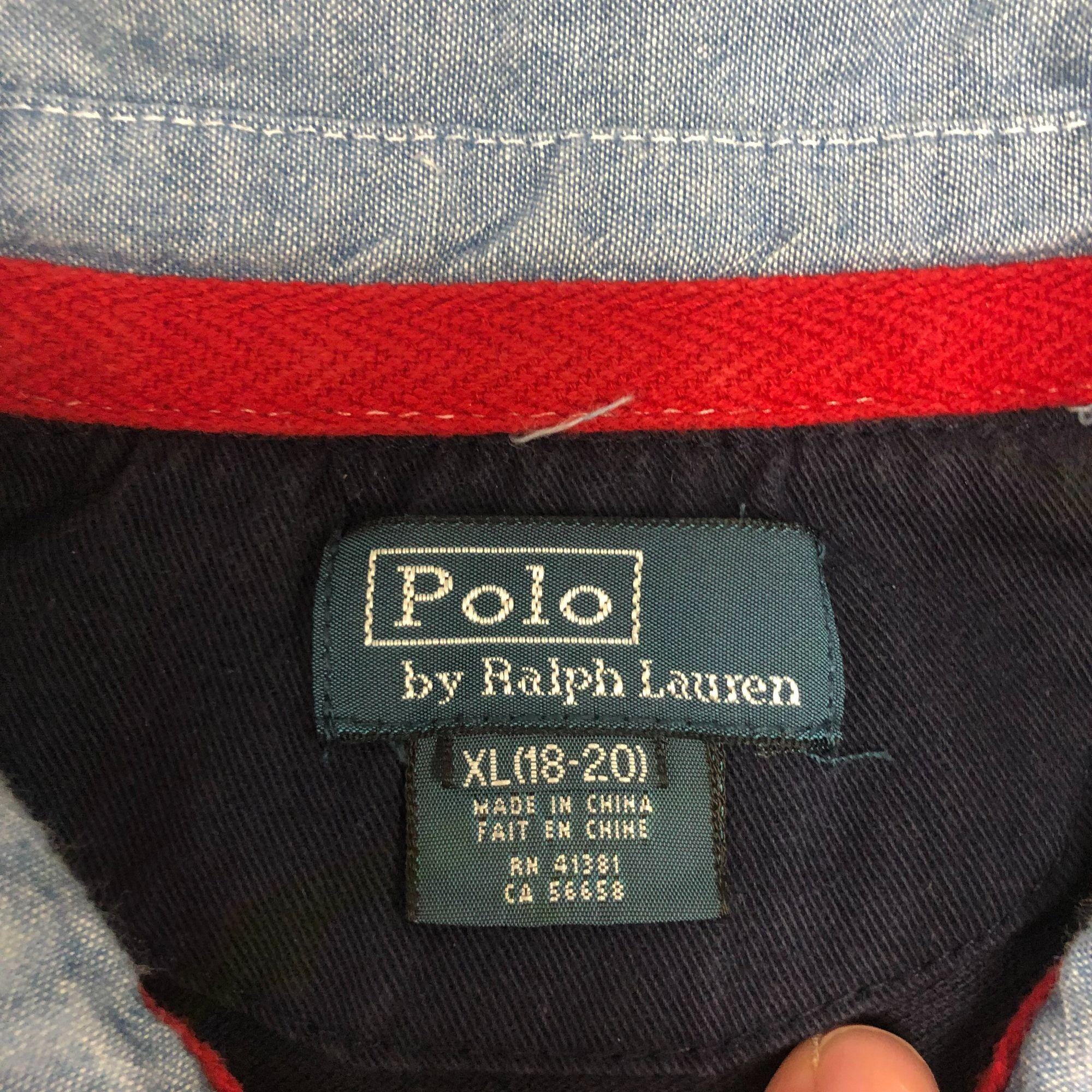 Vintage Y2K Ralph Lauren USA Flag Navy Blue Big Polo PONY Rider 