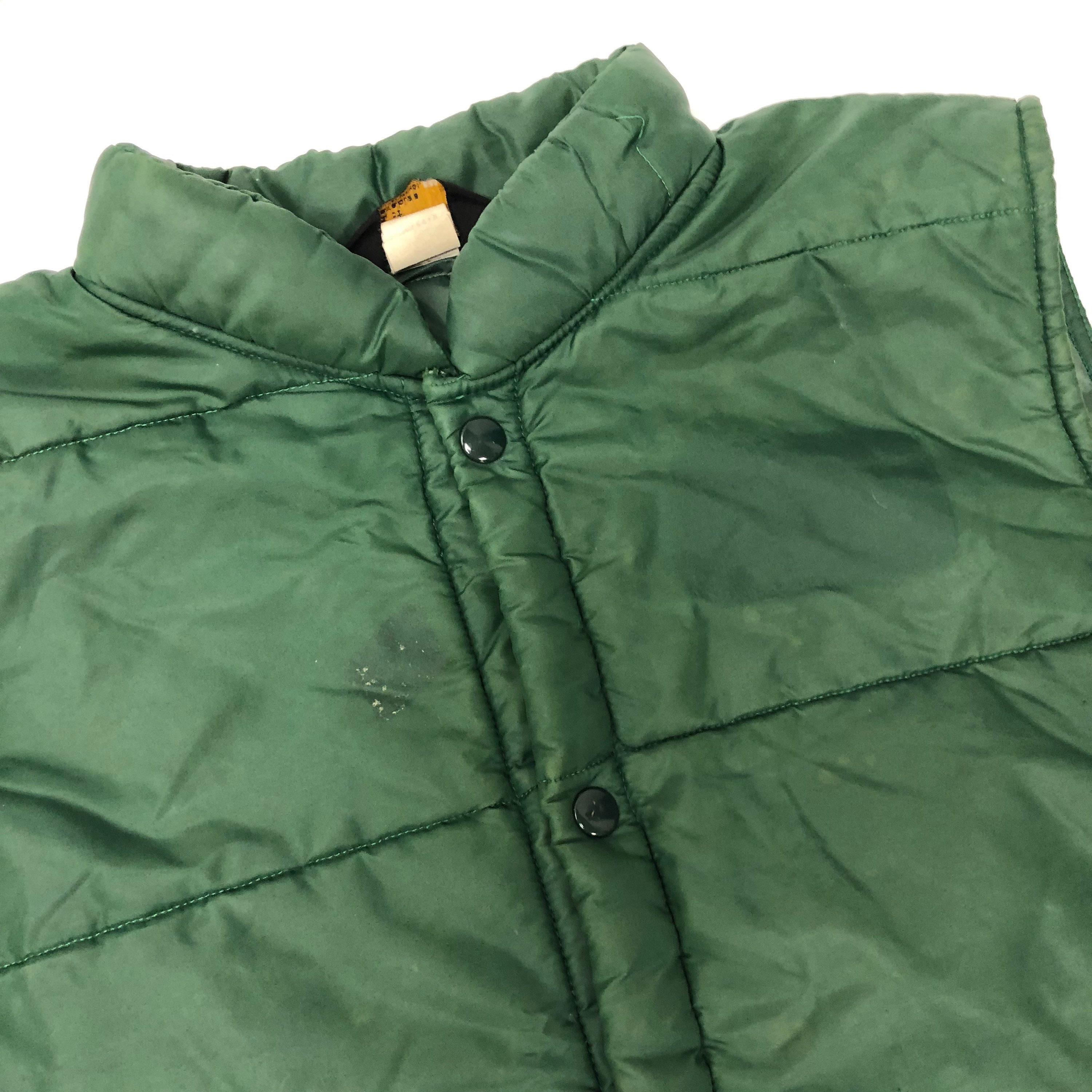 Veste De Travail Vintage Swingster Années 70 – Homme XL, Verte En Nylon Matelassé