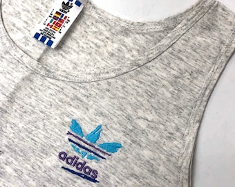 Vintage 90s Adidas Jersey Tank Top Sleeveless Mens S Blue