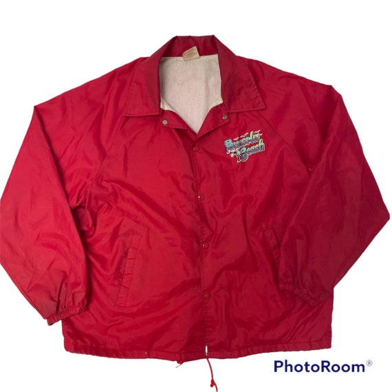 Vintage 80's Auburn Men Red Nylon Snap Windbreake… - image 4