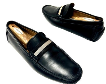 Bally Men's BLACK Leather Casual DRESS Shoe WALTEC Driving Loafers Italy 9.5 1/2