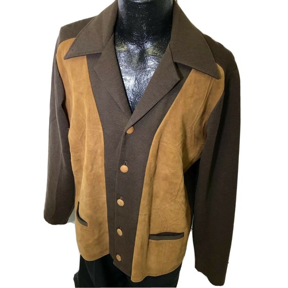 Vintage 50's Tundra Men Brown KNIT Wool Cardigan … - image 1