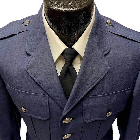 Vintage 70's USAF Men's Navy Blue Wool Sport Coat US Air Force